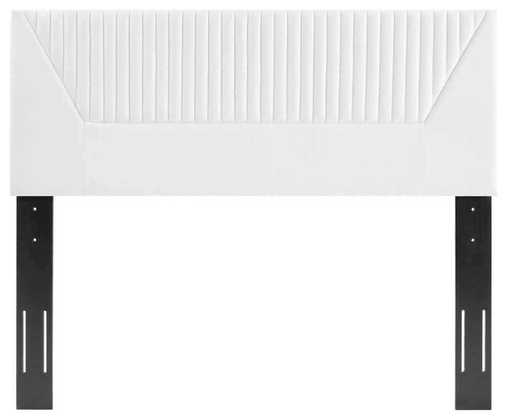 Patience Channel Tufted Performance Velvet Twin Headboard, White