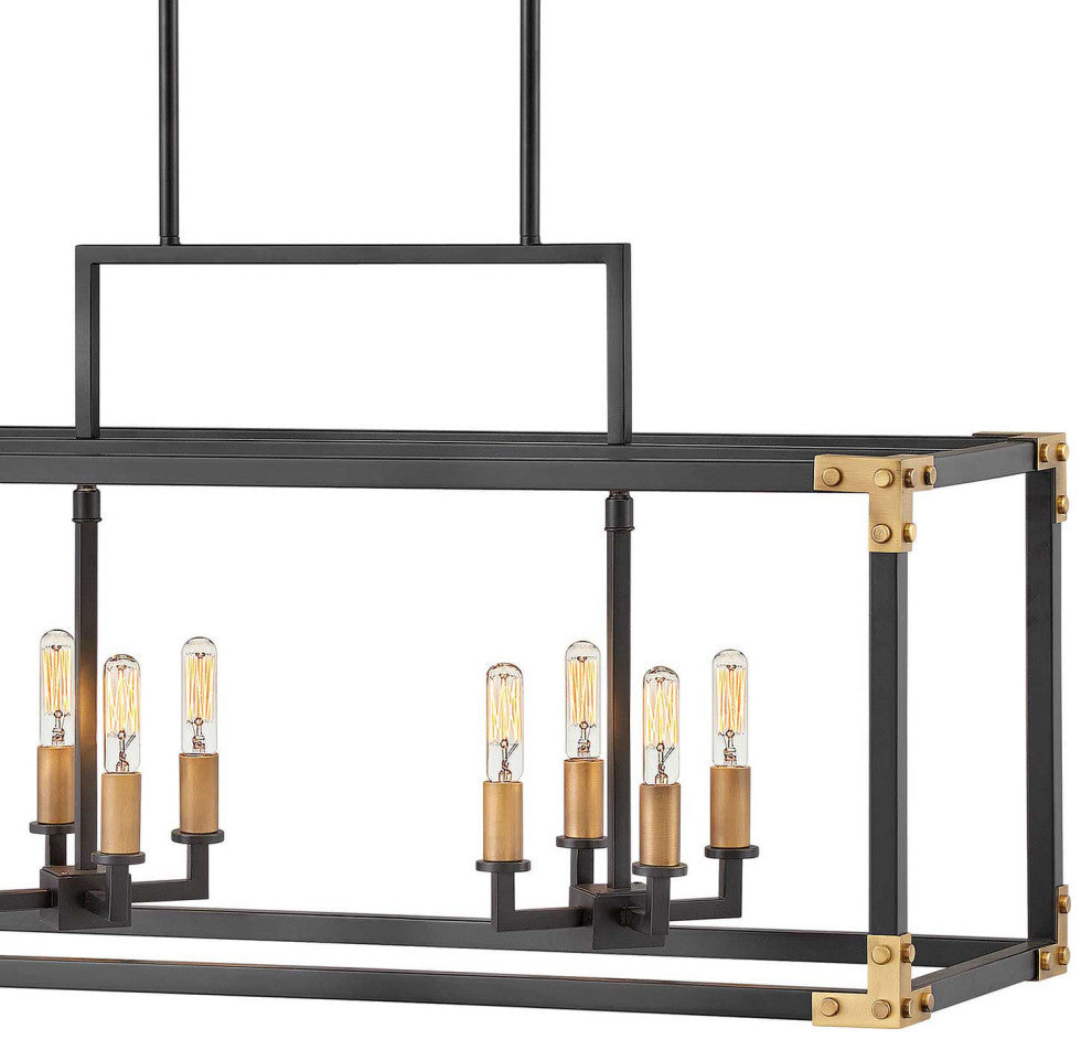Hinkley Louis Small Eight Light Linear, Satin Black