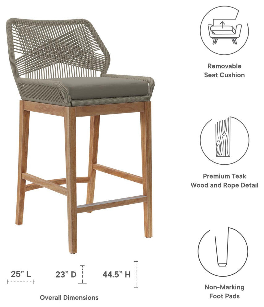 Wellspring Outdoor Patio Teak Wood Bar Stool