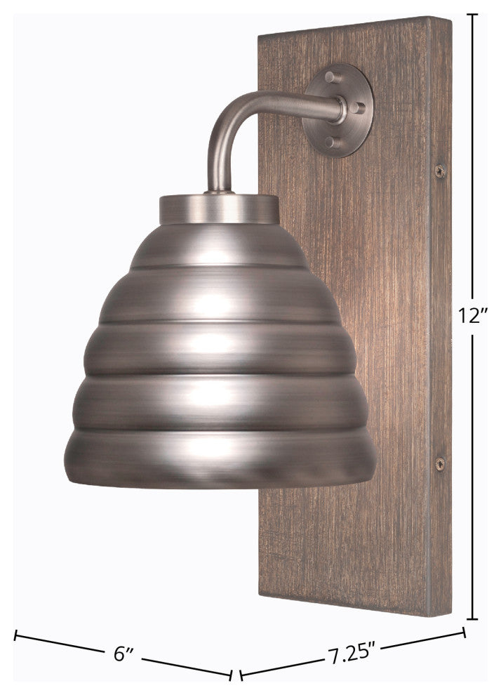 Oxbridge, Wall Sconce, Graphite & Painted Distressed Metal, 6" Graphite Shade