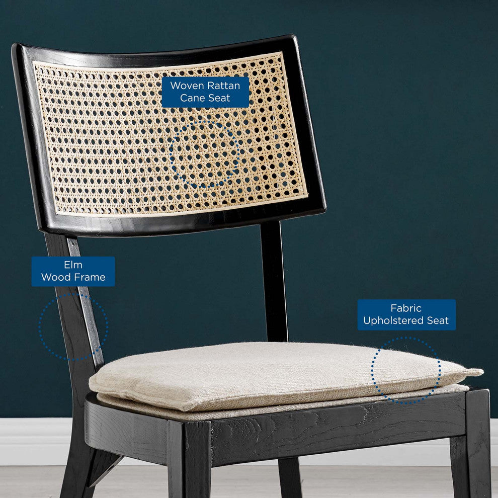 Caledonia Wood Dining Chair, Black Beige
