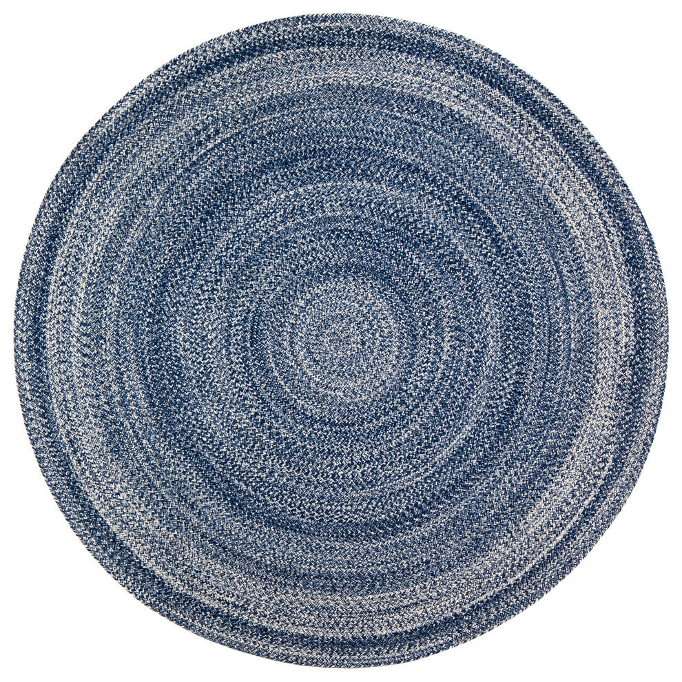 Epona Round Braided Area Rug, Blue, 8'