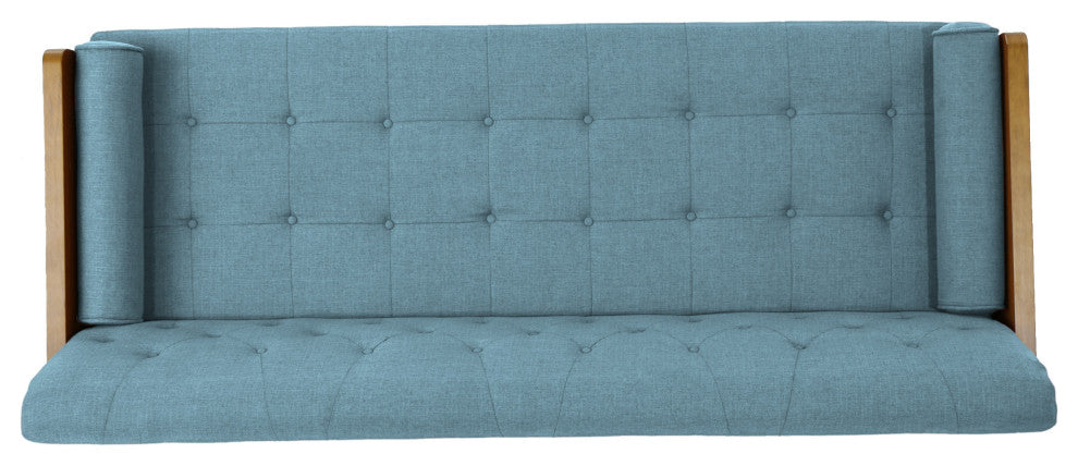 GDF Studio Aidan Mid Century Modern Tufted Fabric Sofa, Blue