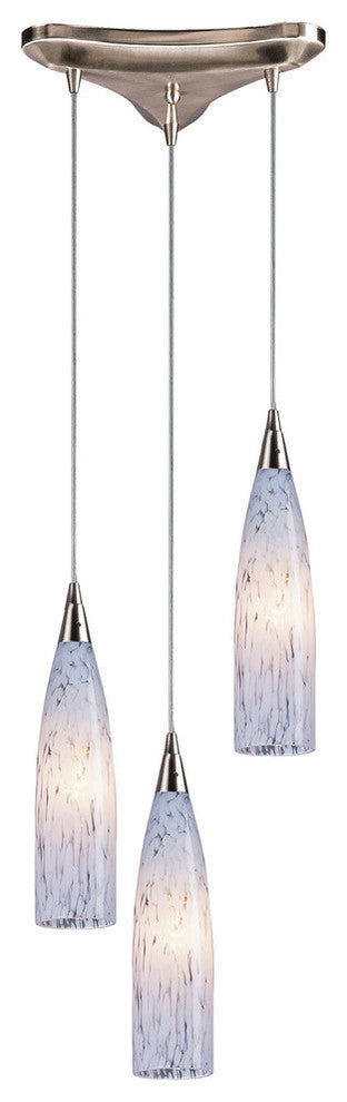 Lungo 3-Light Pendant, Satin Nickel and Snow White Glass