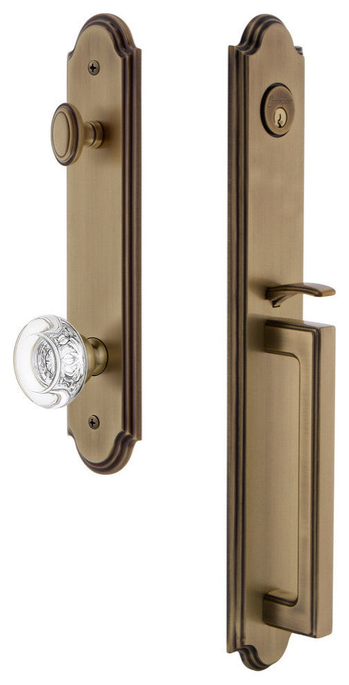 Arc 1-Piece Dummy Handleset, D Grip and Bordeaux Knob, Vintage Brass, 848442