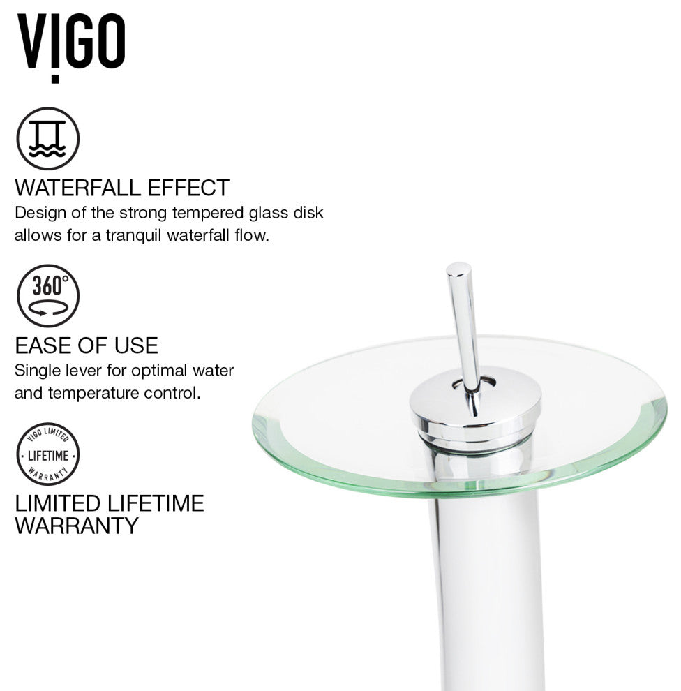 VIGO Waterfall 12" H Single Handle Single Hole Bathroom Vessel Faucet, Chrome