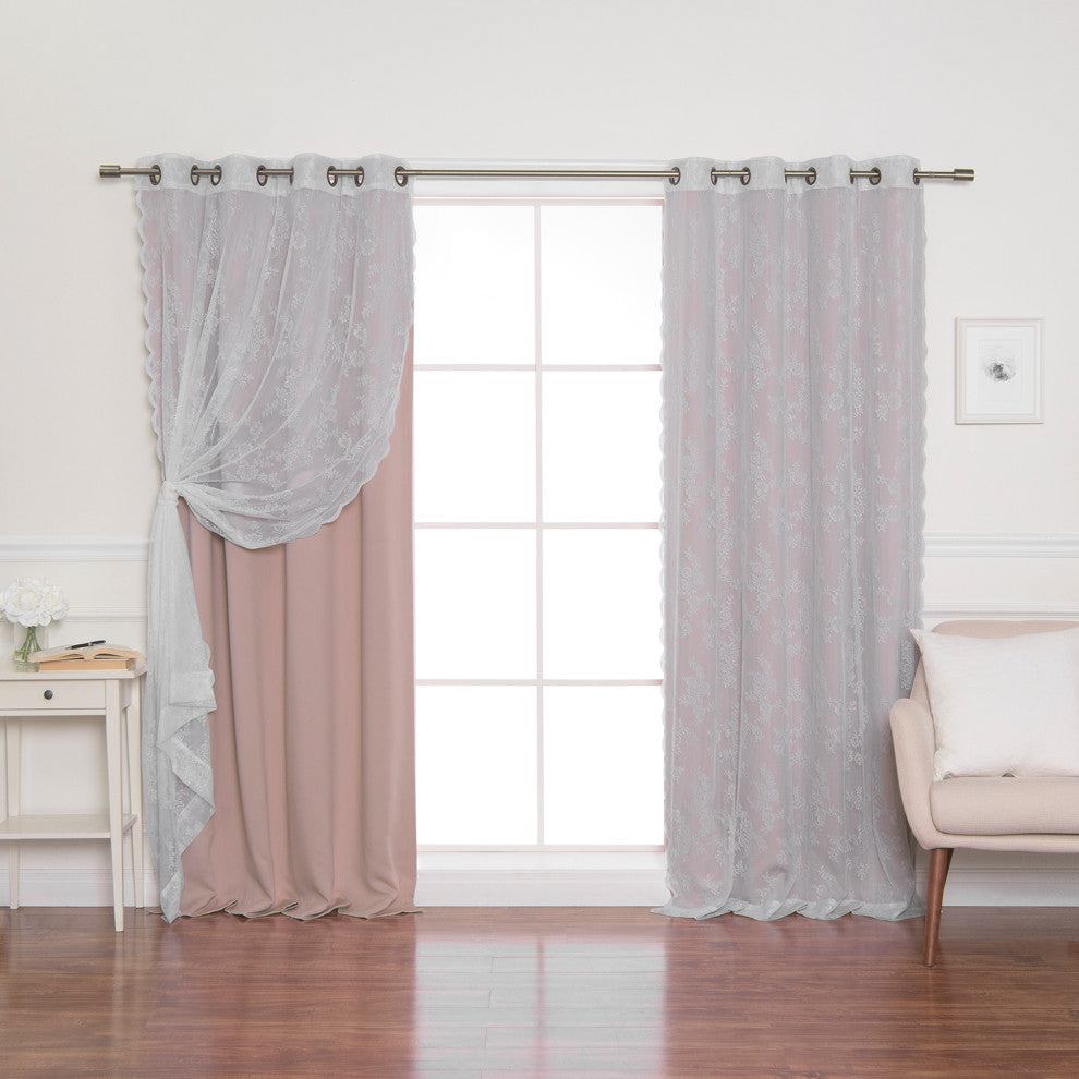 Rose Sheers and Blackout Curtains, Dusty Pink, 52"x96"
