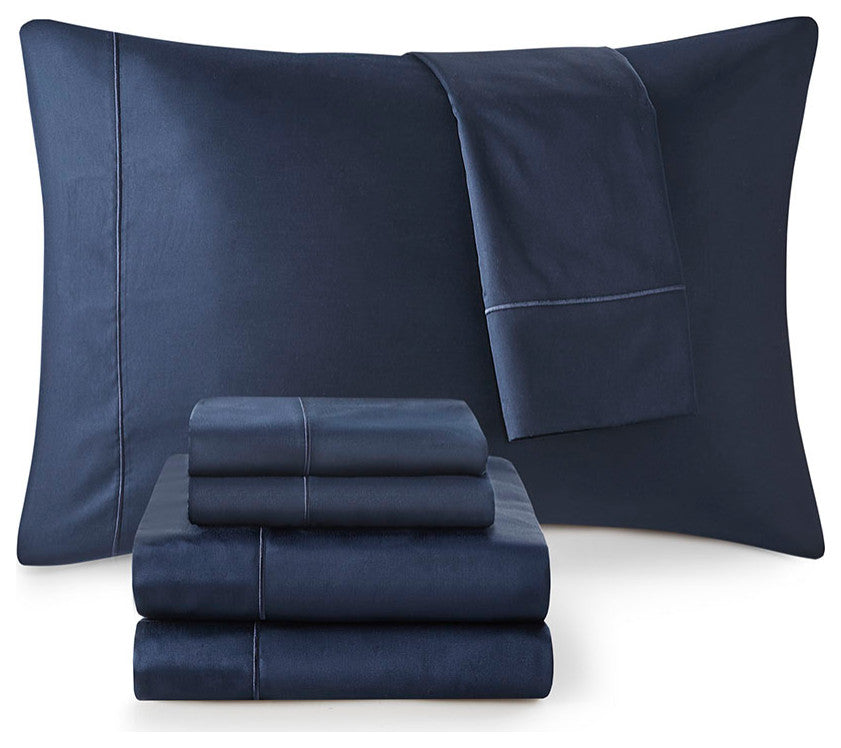 Beautyrest 600 Thread Count Cooling 4-Piece Sheet Set, Navy Blue, Queen