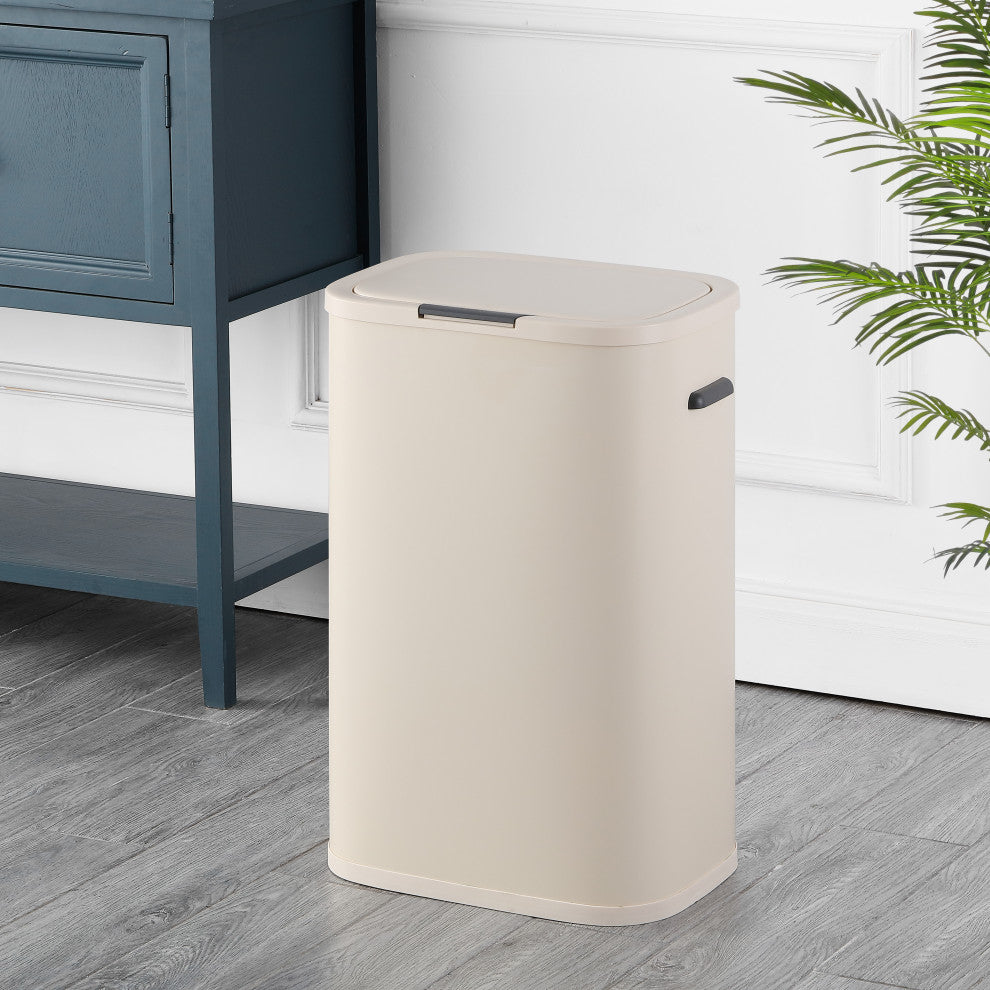 Tammi Kitchen 14.5-Gallon Slim Metal Push Button Trash Can, Brown
