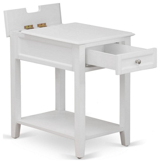 Wood Night Stand With 1 Drawers, Stable And Sturdy Constructed White Finish