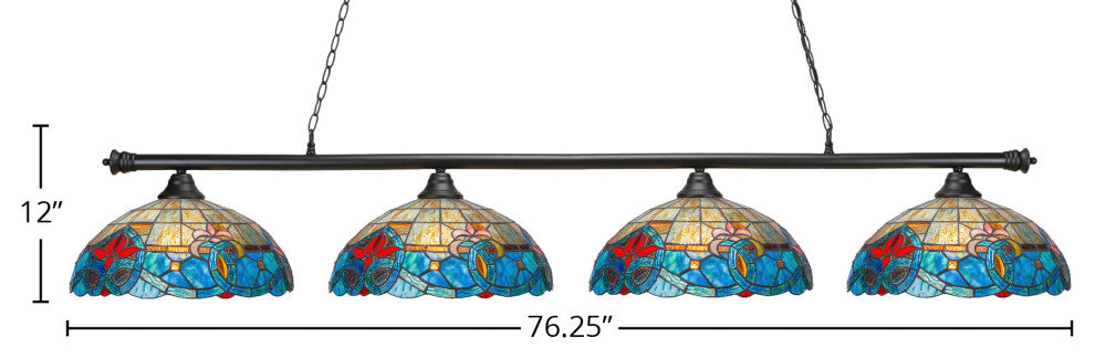 Oxford 4-Light Bar, Matte Black/Sierra Art