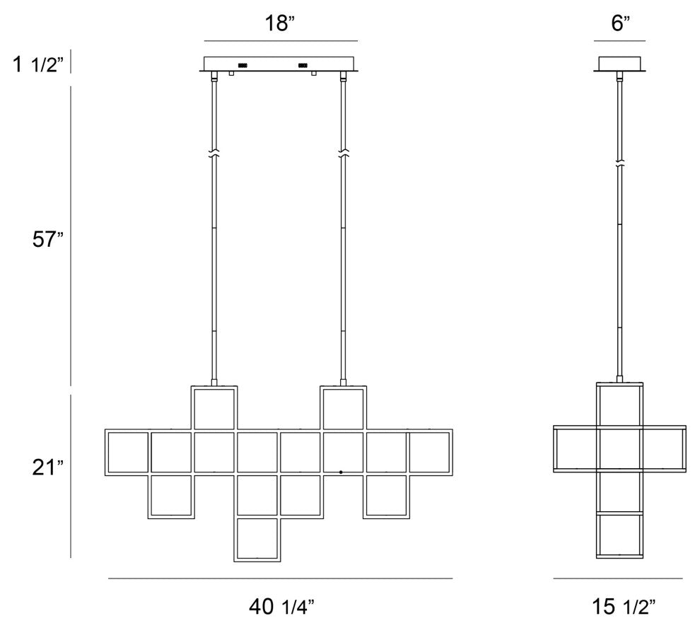 9 Light Linear LED Chandelier, Black