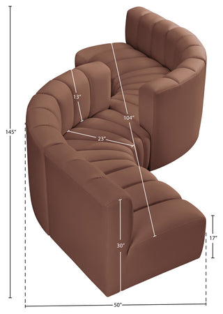 Arc Vegan Leather Upholstered 6-Pc. Facing Modular Sectional, Cognac