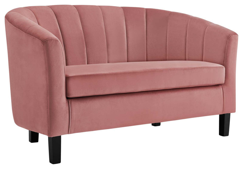 Prospect Channel Tufted 3 Piece Performance Velvet Set Dusty Rose