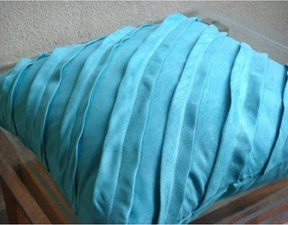Contemporary Turquoise, Blue 14"x14" Faux Suede Fabric Pillowcase