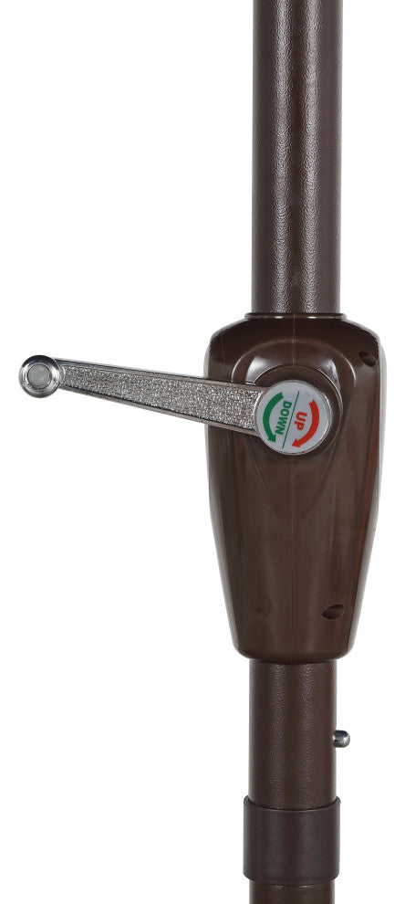 9ft Half Market Umbrella, Scalloped, Crank, Tilt, UV, Black, 108L x 56W x 97H