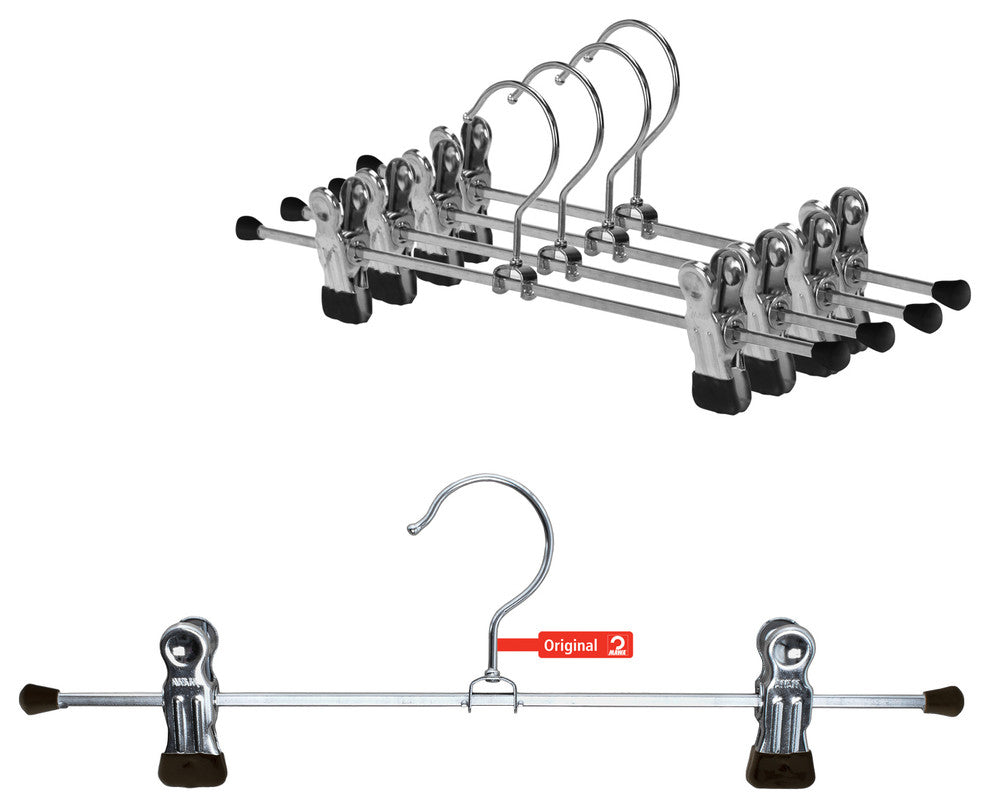 12" Pant Hangers, 2 Clips, Set of 10, Black