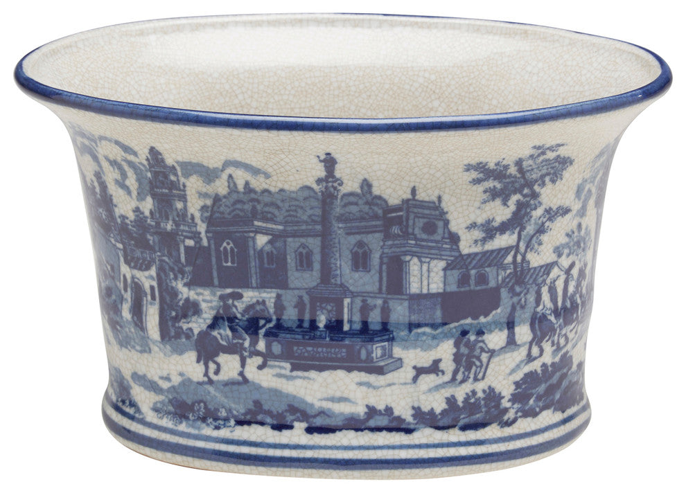 Blue and White Planter
