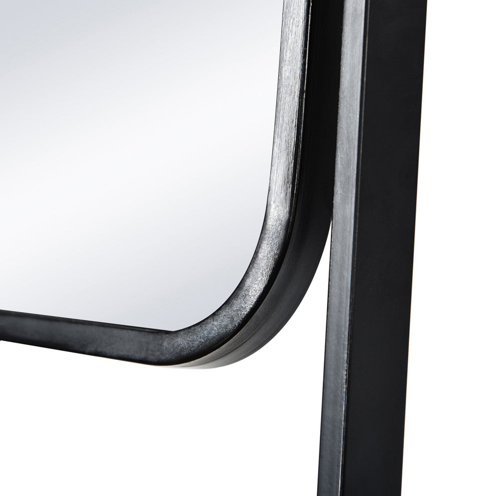 Lena Decorative Standing Shelves Square Mirror Wood Brown Finish