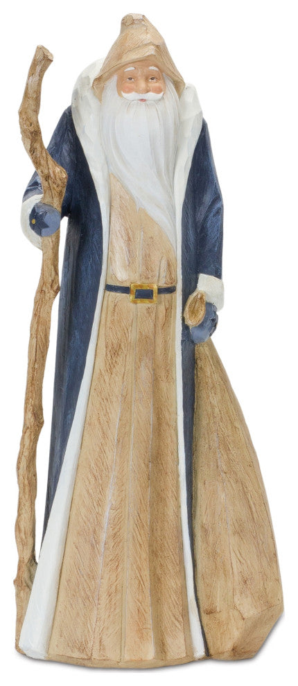 Rustic Santa Statue With Staff 15.75"H