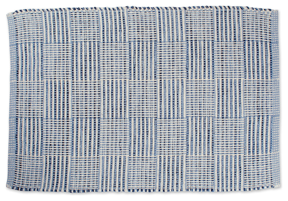 DII Blue Squares Recycled Yarn Rug 2'x3'