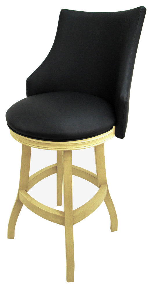 Swivel Wood Bar Stool 30", Bellissima, Black, Beige