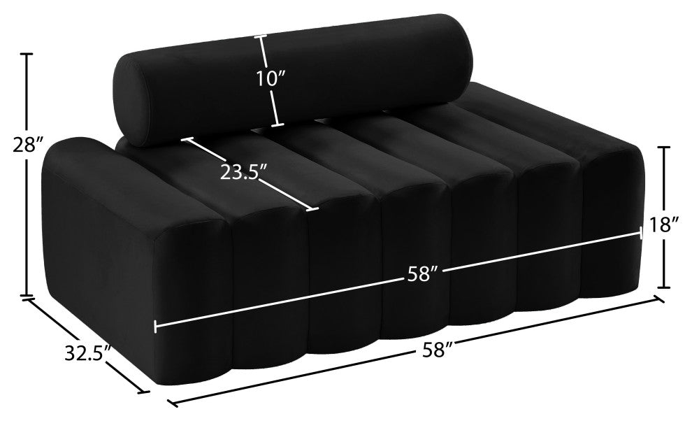 Melody Velvet Upholstered Chair, Black, Loveseat