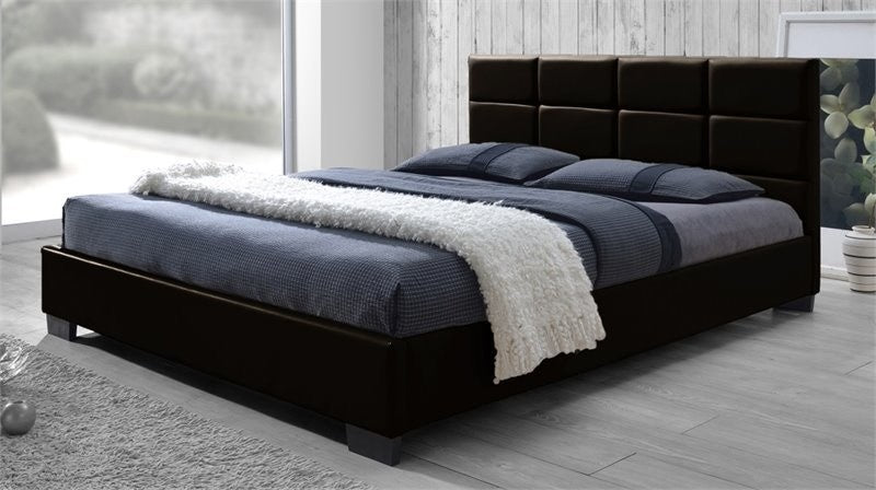 Vivaldi Modern Dark Brown Faux Leather Padded Platform Base Full Size Bed Frame
