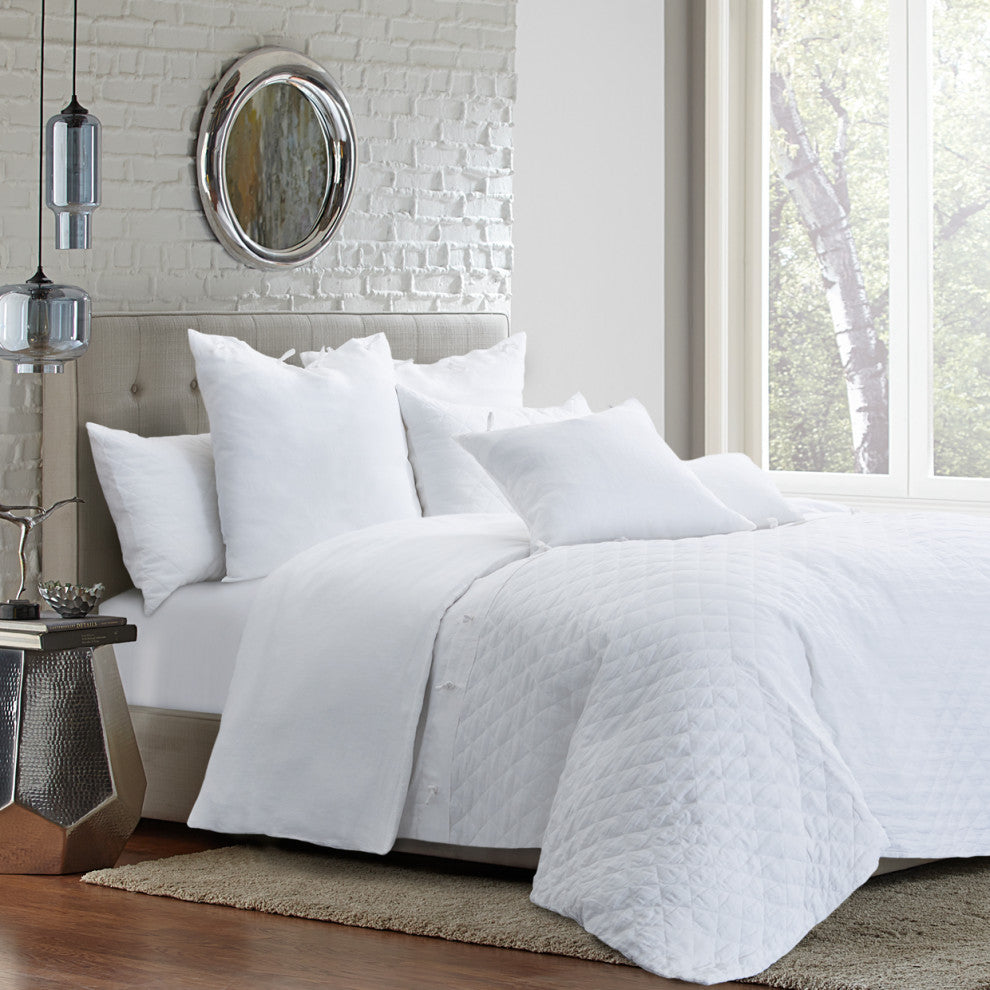 Gibson 8-Piece King Linen Duvet Set - White