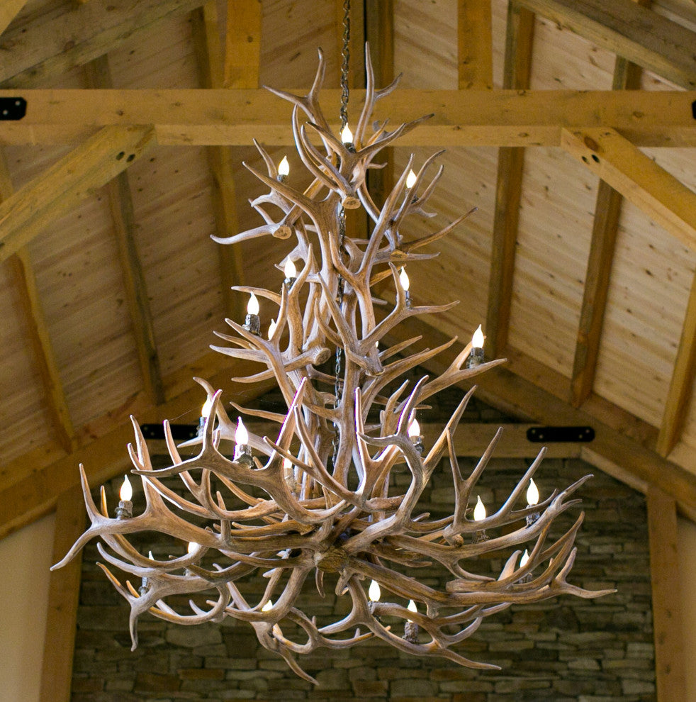 Reproduction Antler Elk, Mule Deer Cascade Chandelier Light, RL-30