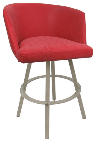 Swivel Metal Bar Stool Joey on Warren Base, Ruby Vinyl Beige, 30"