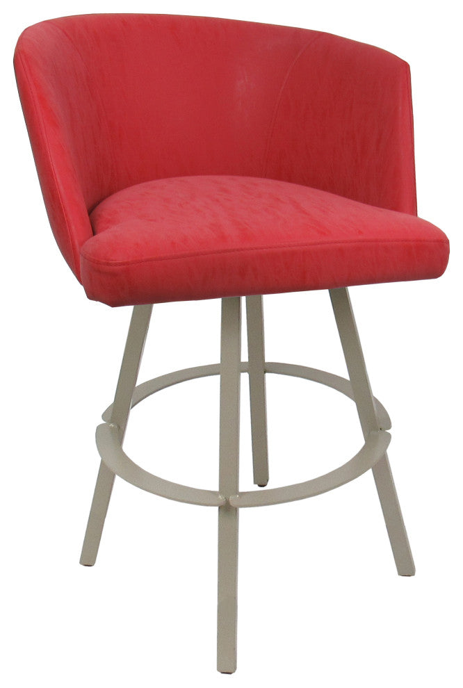 Swivel Metal Bar Stool Joey on Warren Base, Ruby Vinyl Beige, 30"