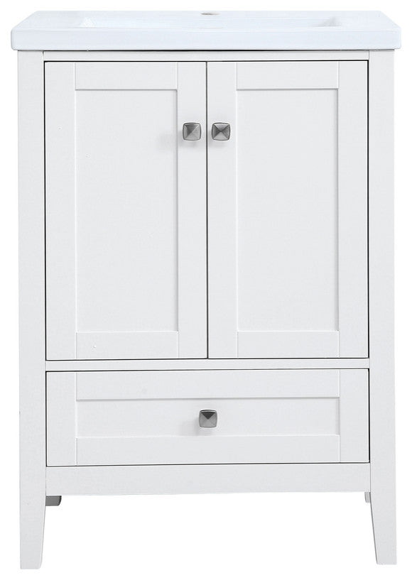 24" Single Bathroom Vanity Set, White, White, 24