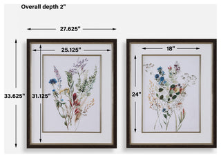 Uttermost Delicate Flowers Framed Prints, Set of 2