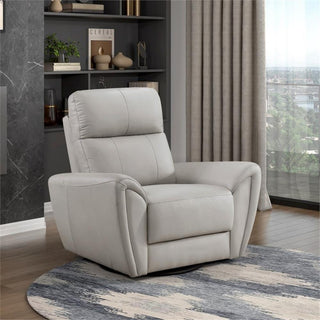 Lexicon Essex Leather Match Swivel Glider Chair in Gray