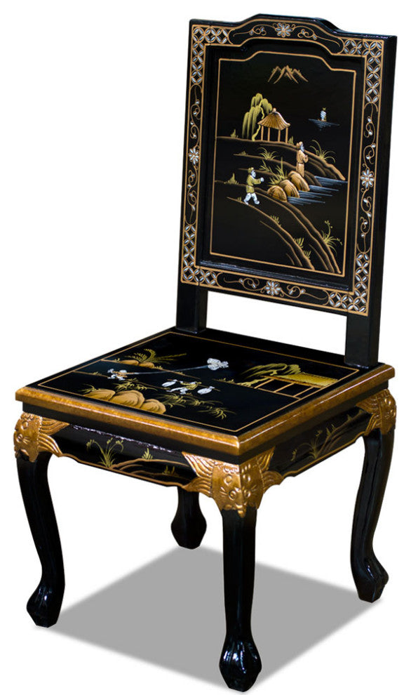 Chinoiserie Scenery Harpsichord Style Oriental Desk Set
