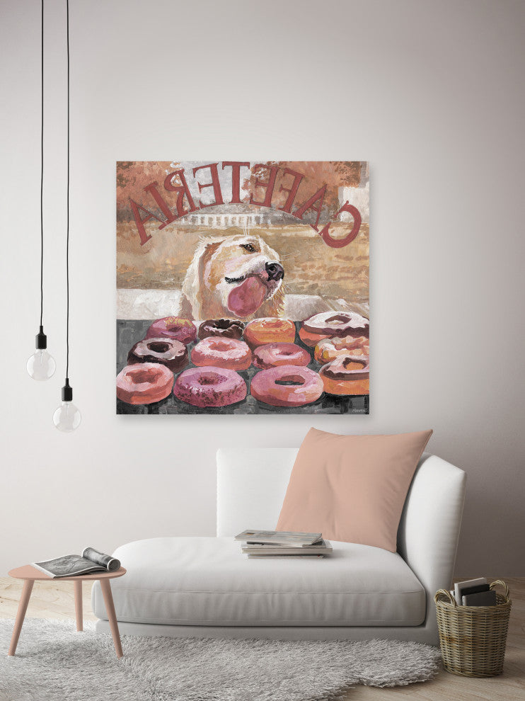 "Apollo Likes Donuts" Painting Print on Wrapped Canvas, 24x24
