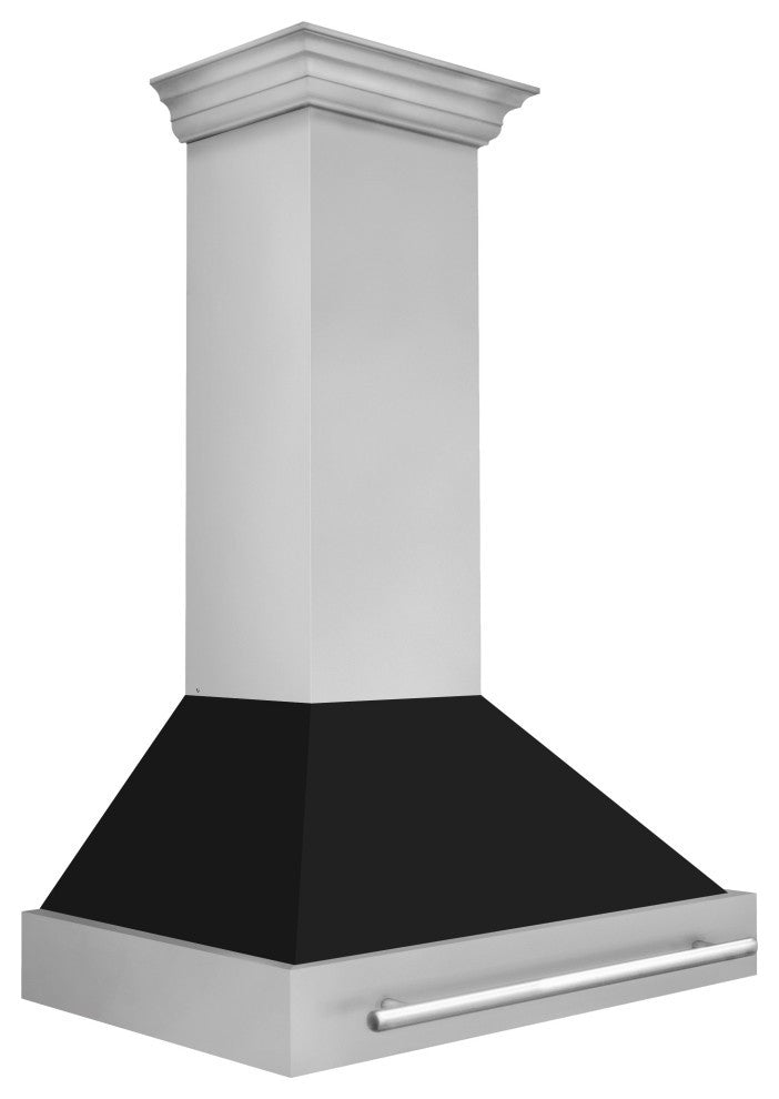 ZLINE 36" Wall Mount Hood Stainless With Black Matte Shell 8654STX-BLM-36