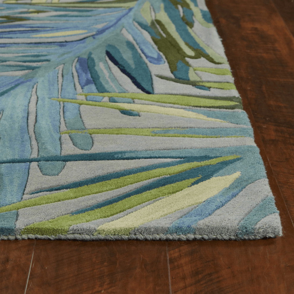7' X 9'  Wool Grey Or  Blue Area Rug