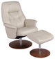 HomeRoots Contemporary Off White Taupe Swivel Recliner and Ottoman Set