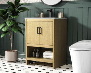 Home Living 24" Single Bathroom Vanity, Honey Brown