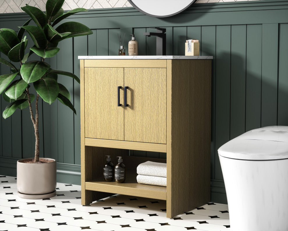 Home Living 24" Single Bathroom Vanity, Honey Brown