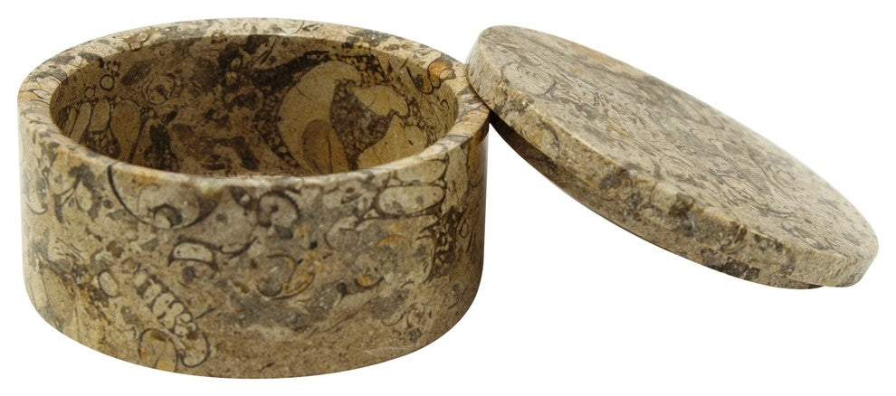 Eirenne Collection Fossil Stone 5" Circular Keepsake Box