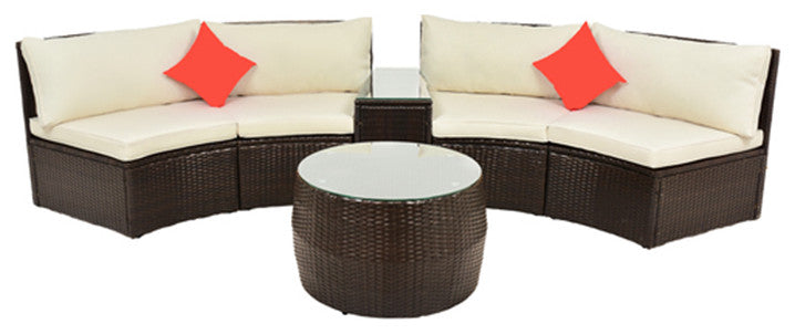4 Piece Patio Furniture Sets Outdoor Wicker Sofa Set