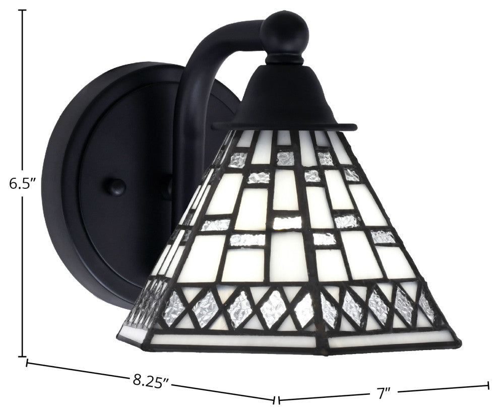 Paramount 1-Light Wall Sconce, Matte Black, 7" Pewter Art Glass