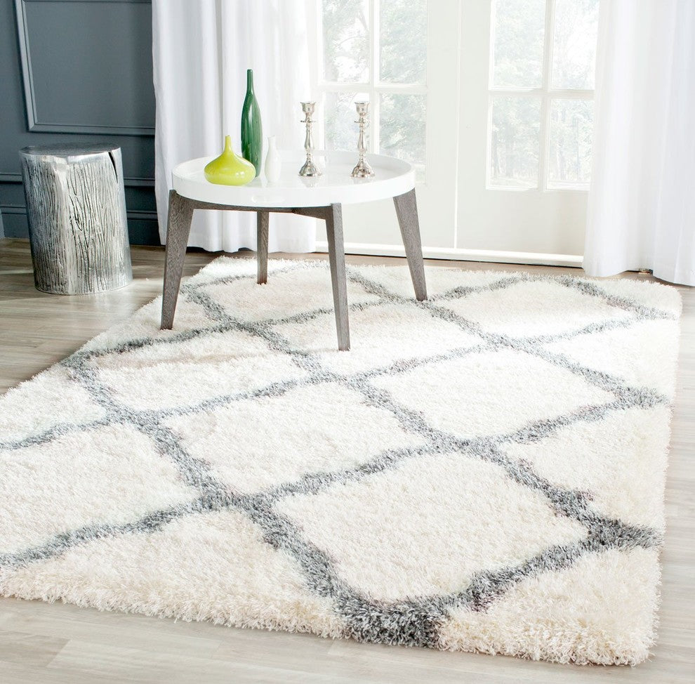 Safavieh Montreal Shag Sgm866B Shag Rug, Ivory/Gray, 8'6"x12'0"
