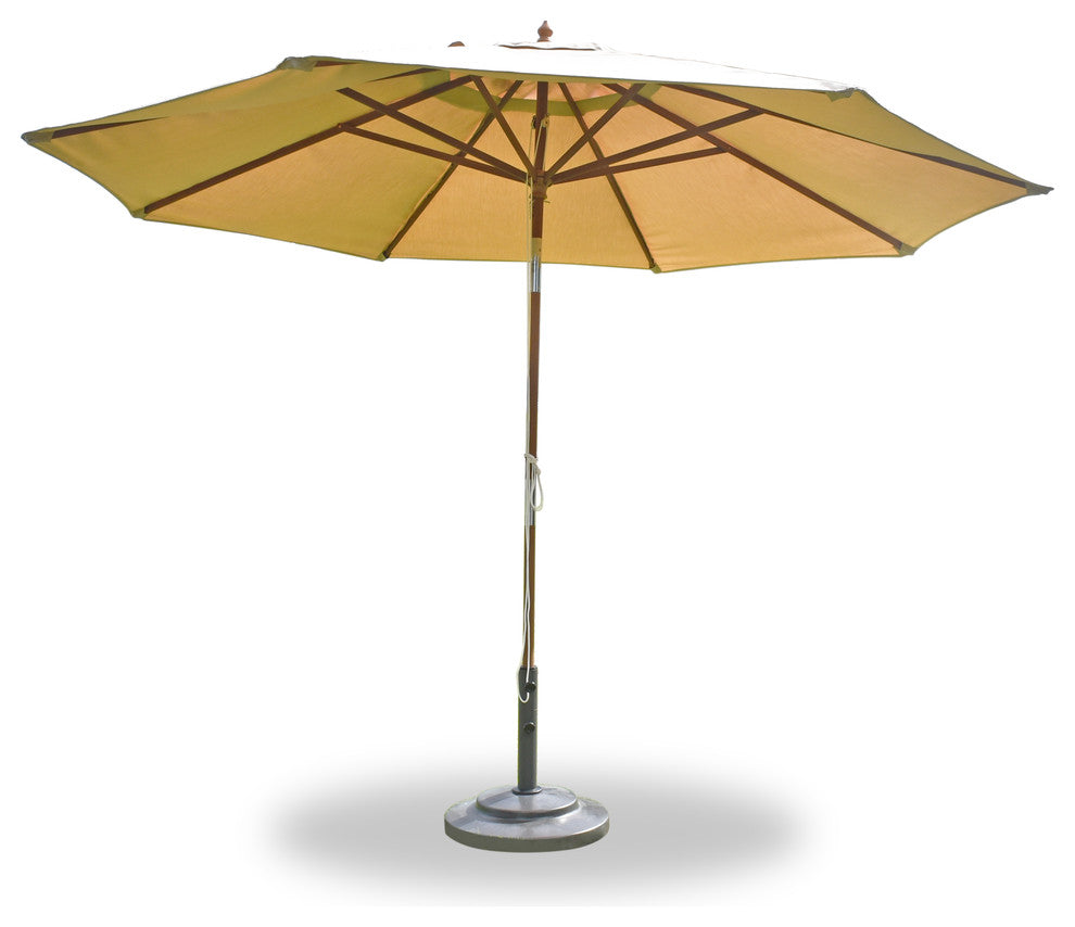 11' Round Umbrella Wooden Pole Linen Straw Sunbrella Cushion