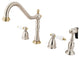 Kingston Widespread Kitchen Faucet w/Sprayer, Brushed Nickel/Polished Brass
