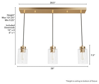 Hartland Alturas Gold With Seeded Glass 3 Light Cluster Ceiling