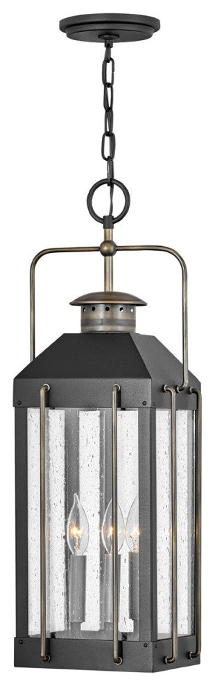 Hinkley Fitzgerald Large Hanging Lantern, Textured Black